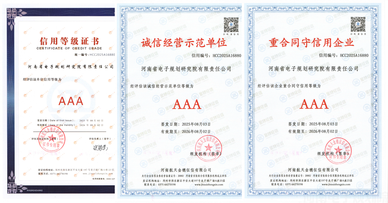 3A信用等级/诚信经营示范单位/重合同守信用企业证书